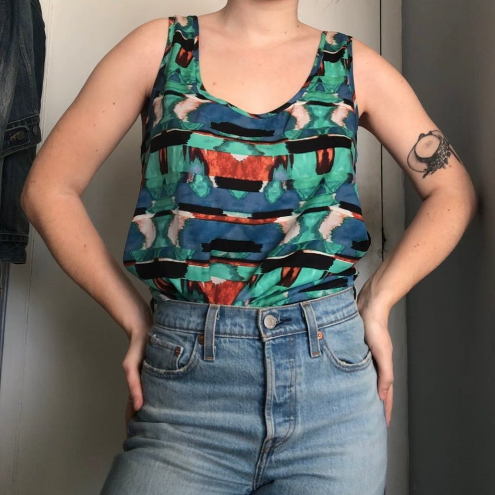 Silky Water Color Tank With Cut-Out Back Detail